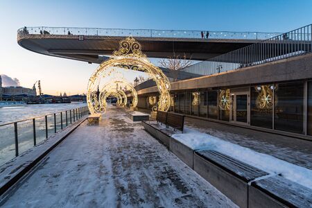 Moscow, Russia - January 22, 2019: Zaryadye landscape park in the center of Moscowのeditorial素材