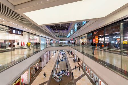 Moscow, Russia - January 22, 2019: Interior of Columbus modern shopping centerのeditorial素材