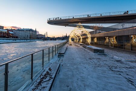 Moscow, Russia - January 22, 2019: Zaryadye landscape park in the center of Moscowのeditorial素材