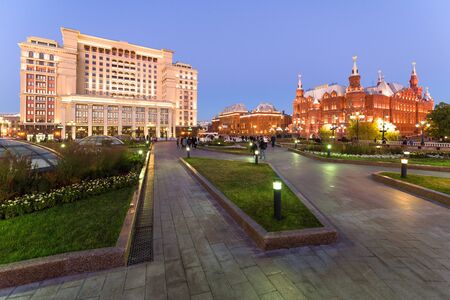 Moscow, Russia - February 5, 2019: View of Manezhnaya square and Four seasons hotelのeditorial素材