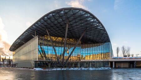 Moscow, Russia - January 22, 2019: Zaryadye concert hall in landscape parkのeditorial素材