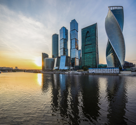 International Business Center. Sunset city skyscrapers panoramaの写真素材