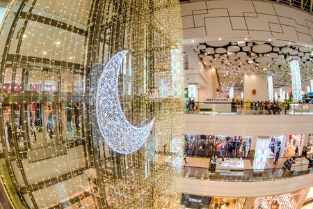 Moscow, Russia - December 10, 2017: Interior of Columbus Shopping mall with fisheye effectのeditorial素材