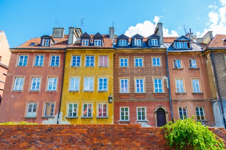 Old colorful houses in the center of Warsaw.の写真素材