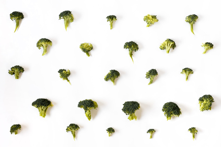 Food pattern made with broccoli on white background. Top view.の写真素材