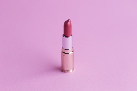 Fashion lipstick on pink background, Essential beauty itemの写真素材