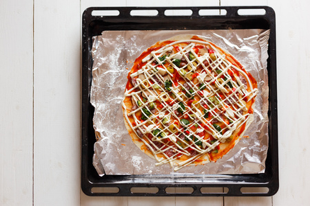 Homemade pizza prepare for cookingの写真素材