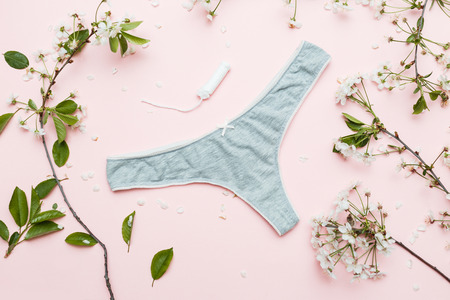 Lingerie and tampon. Fashion and hygiene conceptの写真素材