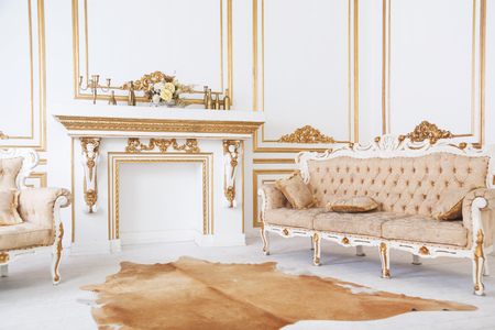 Luxurious royal style interior chimney roomの写真素材