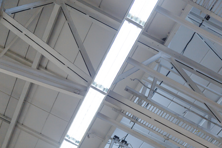 Suspended ceiling lamps for industrial building lightingの写真素材