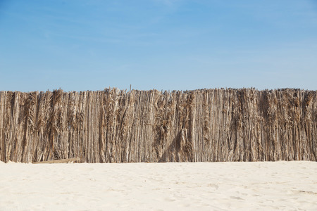Palm leaves fence in the sandの写真素材
