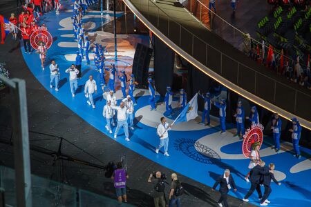 Minsk, Belarus-21 june, 2019: The national team of san Marino at the opening ceremony of the second European games in Minsk.のeditorial素材