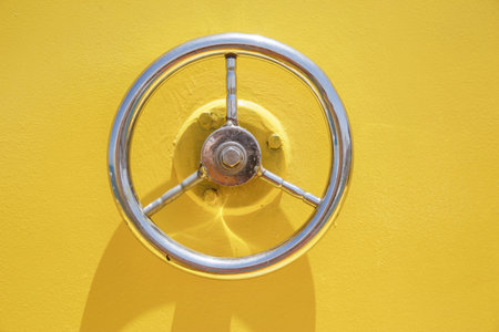 Wheel hatch on yellow vessel door