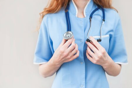 Young female doctor with stethoscopeの写真素材