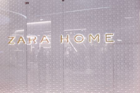 Minsk, Belarus - December 16, 2019 Zara Home shop window in shopping center.のeditorial素材