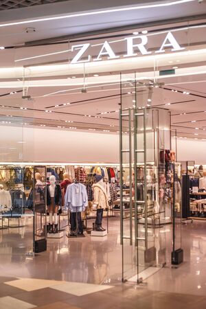 Minsk, Belarus - December 16, 2019 Zara kids clothing shop enterance.のeditorial素材