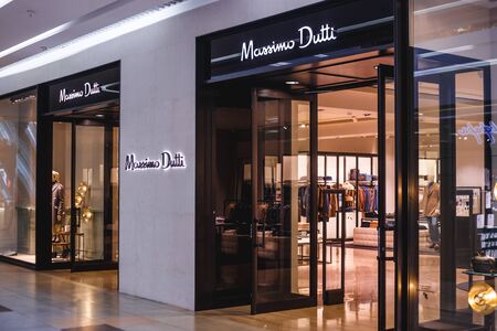 Minsk, Belarus - December 16, 2019 Massimo Dutti enterance in shopping center.のeditorial素材
