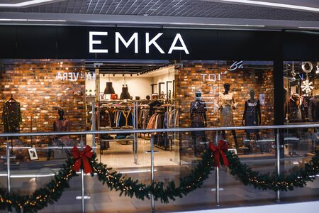 Minsk, Belarus - December 16, 2019 Emka window in shopping center.のeditorial素材