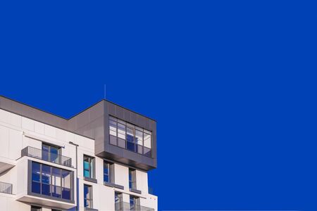 Modern residential buildings, Facade of new low-energy houses.の写真素材