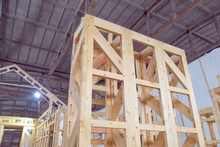 New construction framing house, factory mounted. Indoorの写真素材