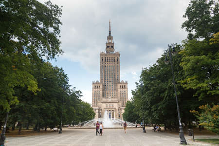 Warsaw, Poland - 2020/06/01: Palace of Culture and Science, view from Swietokrzyski park in Warsaw, Polandのeditorial素材
