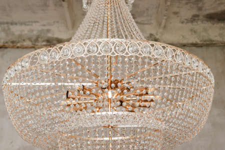 Chrystal chandelier close-up in loft interiorの写真素材