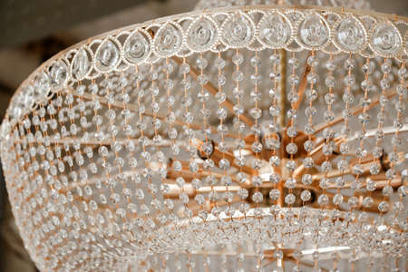 Chrystal chandelier close-up in loft interiorの写真素材