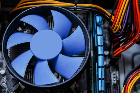 Heatsink and fan of central processing or the CPU cooler inside pc system unit.の写真素材