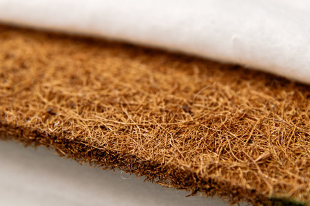 Close-up mattress made of coconut fiber. macro photo with soft focusの写真素材