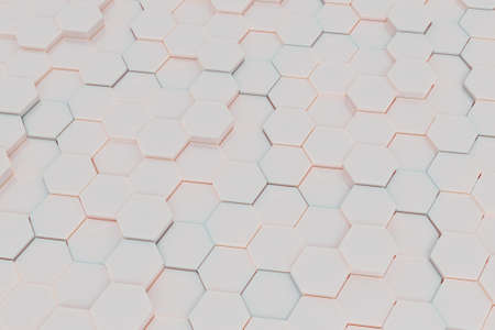 Hexagon tile background pattern with soft pastel colot light. 3d renderの写真素材