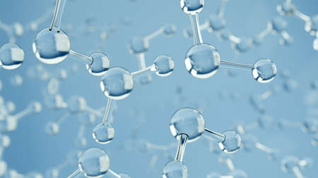 Water molecules. Science or medical background with molecules and atoms. 3d render.の写真素材
