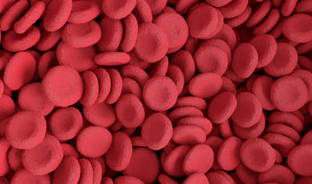 Red blood cells. Background of blood elements. 3D rendering.の写真素材
