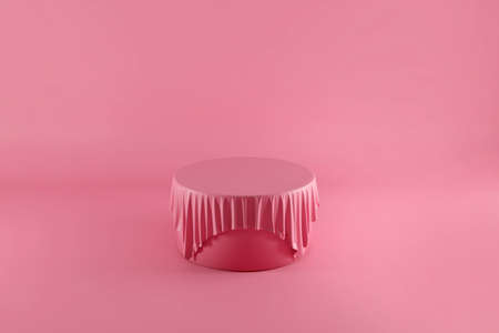 Mock up podium scene in pink color. Geometry shape background for product. 3d render.の写真素材