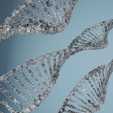 DNA molecular structures on blue background.の写真素材