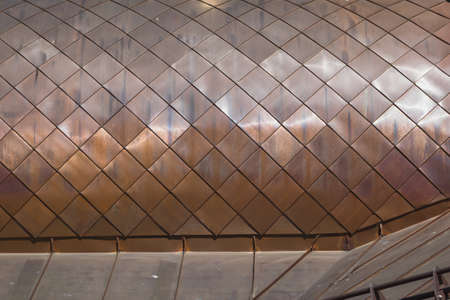 Roof roof texture made from copper metal tilesの写真素材