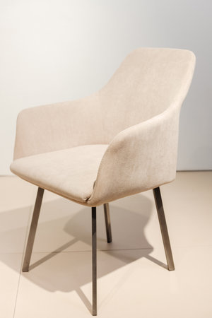 Modern velours armchair in a roomの写真素材
