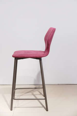 purple bar stool upholstered in velor.の写真素材