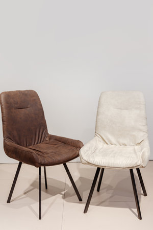 Modern velour chair on metal legs, contemporary styleの写真素材