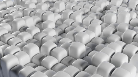 Abstract smooth-edges parallelepipeds texture. Random height tile background pattern. 3d rendering.