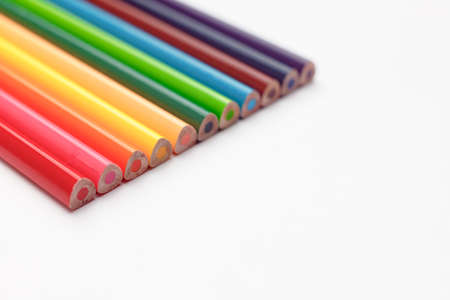 Spectrum of color pencils with white copyspaceの写真素材