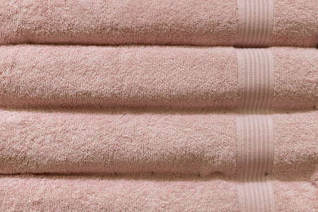 Stack of fluffy towels in store. backgroundの写真素材