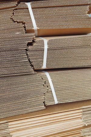 corrugated cardboard for packing, Pile of corrugated cardboard sheets and ready to use.の写真素材