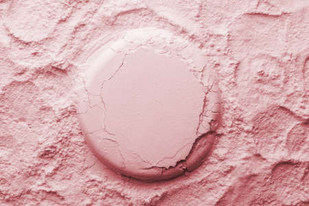 Cosmetic background, clay texture. Mask pink dry clay for face and bodyの写真素材