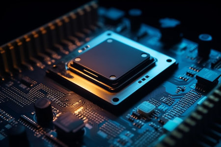 New Central Computer Processors CPU and GPU concept. Motherboard digital chip. Tech science background. Generative AIの素材