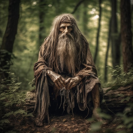 Fairy Tale Forest Goblin Living in the Forest Character of Slavic Mythology. Generative AIの素材