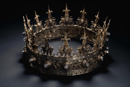low key golden Queen or King Crown. AI Generativeの素材