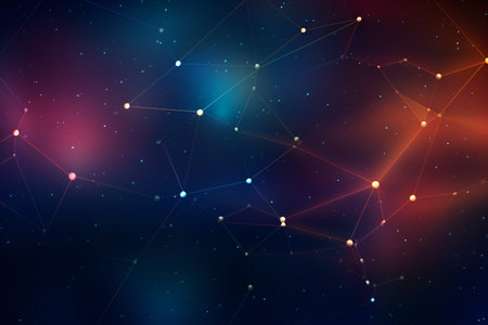 Abstract background, connection concept on bright background with light.Blockchain network. Internet connection, abstract sense of science and technology graphic design. AI Generativeの素材