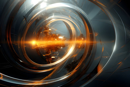 Neon motion blur wave different color abstract swirl lights. Light paintingの素材