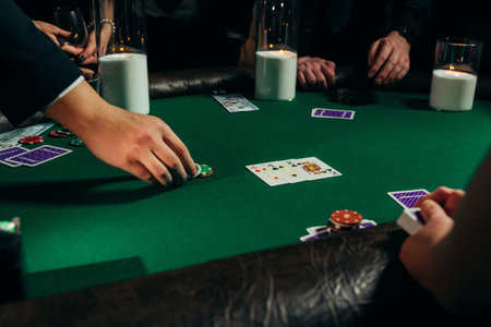 People playing poker on a evening party, entertainmentの写真素材