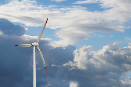 Wind turbine against the skyの写真素材